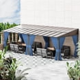 thumbnail image 1 of ALAULM 10' x 24' Gazebo，Hard Top Lean to Gazebo Wall Mount Heavy Hardtop Gazebo Outdoor Pergola with Curtains and Netting for Patio Garden Lawn Backyard Deck (Navy Blue), 1 of 6