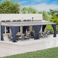 thumbnail image 1 of ALAULM 10' x 28' Gazebo，Hard Top Lean to Gazebo Wall Mount Heavy Hardtop Gazebo Outdoor Pergola with Curtains and Netting for Patio Garden Lawn Backyard Deck (Navy Blue), 1 of 6