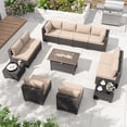 thumbnail image 1 of ALAULM 13 Pcs Patio Conversation Furniture Set with Fire Pit Table, Brown/Sand, 1 of 8