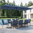 thumbnail image 1 of ALAULM 14FT Patio Umbrellas with Cross Base, Outdoor Double-Sided Umbrella Large Rectangle Table Market Umbrella with Crank Handle & Ribs, for Pool Lawn Garden Navy Blue, 1 of 9