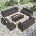 thumbnail image 1 of ALAULM 15-Piece Aluminum Outdoor Conversation Sets with Fire Pit Table and Cushions, Gray/Brown, 1 of 7