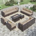 thumbnail image 1 of ALAULM 15-Piece Outdoor Conversation Sets with Aluminum Fire Pit Table, Brown/Brown, 1 of 7
