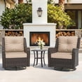 thumbnail image 1 of ALAULM 3-Piece Patio Furniture Set, Outdoor Thick Wicker High Back Sectional Sofa Couch with 2 Swivel Chairs, All-Weather Wicker Outdoor Conversation Set for Backyard, Porch, Deck, Sand, 1 of 6