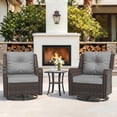 thumbnail image 1 of ALAULM 3-Piece Patio Furniture Set, Outdoor Thick Wicker High Back Sectional Sofa Couch with 2 Swivel Chairs, All-Weather Wicker Outdoor Conversation Set for Backyard, Porch, Deck, Gray, 1 of 6