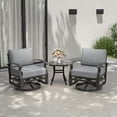 thumbnail image 1 of ALAULM 3-Piece Patio Outdoor Aluminum Metal Swivel Rocking Chair Set with 1 Coffee Table and 2 Grey Padded Cushions for Porch Garden, 1 of 9