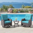 thumbnail image 1 of ALAULM 3 Pieces Patio Furniture Set, Outdoor Swivel Gliders Rocker, Wicker Patio Bistro Set with Rattan Rocking Chair for Porch Deck Backyard (Blue), 1 of 7
