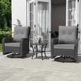thumbnail image 1 of ALAULM 3 Pieces Patio Furniture Set, Outdoor Swivel Gliders Rocker, Wicker Patio Bistro Set with Rattan Rocking Chair for Porch Deck Backyard (Gray), 1 of 11
