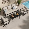 thumbnail image 1 of ALAULM 4 Piece Patio Furniture Set,Outdoor Metal Patio Furniture with Coffee Table & Rocking Chairs Conversation Set for Porch,Backyard,Poolside, Garden-Sand, 1 of 9