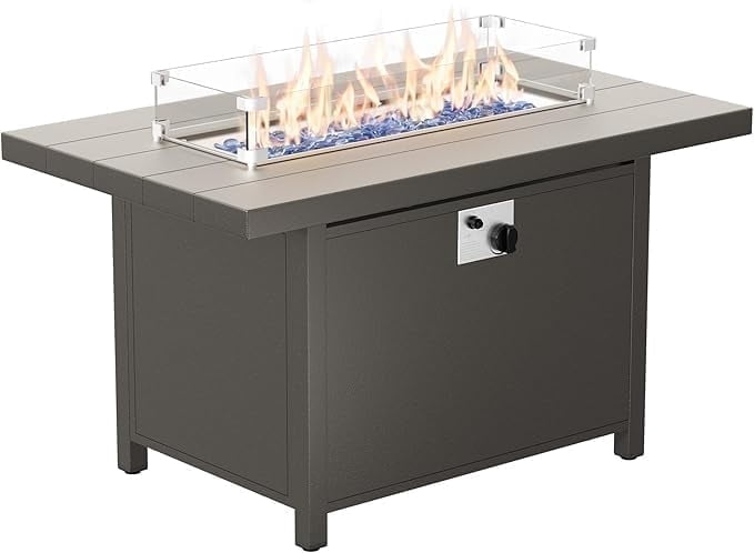 ALAULM 43" x 27.6" Propane Gas Fire Pit Table with Adjustable Flame