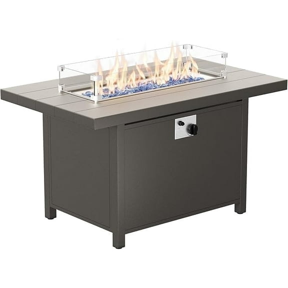 ALAULM 43" x 27.6" Propane Gas Fire Pit Table with Adjustable Flame