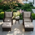 thumbnail image 1 of ALAULM 5 Pieces Patio Furniture Set,All-Weather Wicker High Back Outdoor Swivel Rocker Patio Chairs with Ottomans & Thick Cushions,Paito Conversation Set for Porch,Deck,Sand, 1 of 10