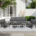 thumbnail image 1 of ALAULM 5-Seat Aluminum Patio Furniture Set, Outdoor Patio Conversation Set with 2 Round Metal Coffee Tables and 5.1" Cushions for Patio Backyard Poolside，Black, 1 of 6
