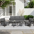 thumbnail image 1 of ALAULM 5-Seat Aluminum Patio Furniture Set, Outdoor Patio Conversation Set with 2 Round Metal Coffee Tables and 5.1" Cushions for Patio Backyard Poolside，Black, 1 of 6
