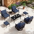thumbnail image 1 of ALAULM 6-Seat Aluminum Patio Furniture Set, Outdoor Patio Conversation Set with Rectangular Metal Coffee Tables and 5.1" Cushions for Patio Backyard Poolside，Navy Blue, 1 of 8