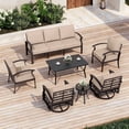 thumbnail image 1 of ALAULM 7-Seat Aluminum Patio Furniture Set, Outdoor Patio Conversation Set with Rectangular Metal Coffee Tables and 5.1" Cushions for Patio Backyard Poolside，Sand, 1 of 7