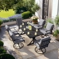 thumbnail image 1 of ALAULM 7PCS Patio Dining Set,Outdoor Metal Patio Furniture Set w/6 Swivel Rocking Chairs & Large Metal Table w/Umbrella Cutout for Garden,Backyard,Grey, 1 of 8