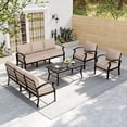 thumbnail image 1 of ALAULM 8-Seat Aluminum Patio Furniture Set, Outdoor Patio Conversation Set with Rectangular Metal Coffee Tables and 5.1" Cushions for Patio Backyard Poolside，Sand, 1 of 7