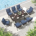 thumbnail image 1 of ALAULM 9-Piece Outdoor Patio Dining Set with Rectangle Metal Table and 6 Dining Chairs and 2 Swivel Chairs, Navy Blue, 1 of 7