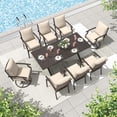 thumbnail image 1 of ALAULM 9-Piece Outdoor Patio Dining Set with Rectangle Metal Table and 6 Dining Chairs and 2 Swivel Chairs, Sand, 1 of 7