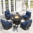 thumbnail image 1 of ALAULM Aluminium Patio Furniture Set with Swivel Chairs, 4-Seater Metal Outdoor Furniture Patio Sectional Sofas Patio Conversation Set with 5.1" Cushions For Patio, Backyard, Poolside - Navy Blue, 1 of 8