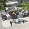 thumbnail image 1 of ALAULM Aluminium Patio Furniture Set with Swivel Chairs, 7-Seater Metal Outdoor Furniture Patio Sectional Sofas Patio Conversation Set with 2 Ottomans For Patio, Backyard, Poolside - Grey, 1 of 10