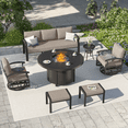 thumbnail image 1 of ALAULM Aluminium Patio Furniture Set with Swivel Chairs, 7-Seater Metal Outdoor Furniture Patio Sectional Sofas Patio Conversation Set with 2 Ottomans For Patio, Backyard, Poolside - Sand, 1 of 10