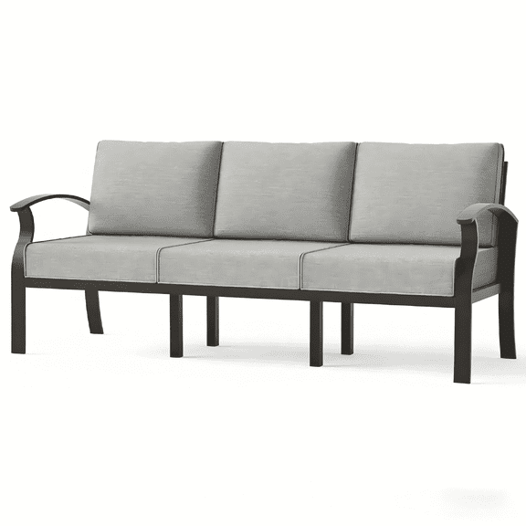 ALAULM Aluminum 3-Seat Patio Furniture Set, Outdoor Patio Conversation Set with 5.1" Cushions for Patio Backyard Poolside, Gray