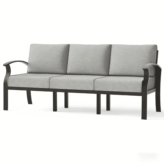 ALAULM Aluminum 3-Seat Patio Furniture Set, Outdoor Patio Conversation Set with 5.1" Cushions for Patio Backyard Poolside, Gray