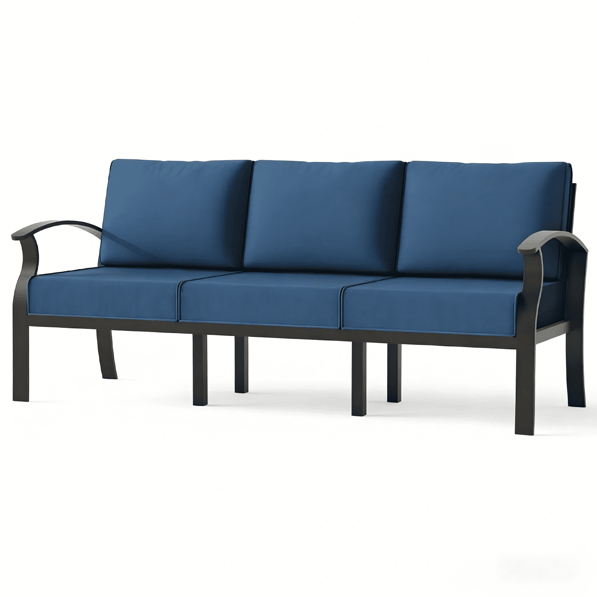 ALAULM Aluminum 3-Seat Patio Furniture Set, Outdoor Patio Conversation Set with 5.1" Cushions for Patio Backyard Poolside, Navy Blue