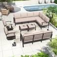 thumbnail image 1 of ALAULM Aluminum Patio Furniture Set with 2 Swivel Chairs L-Shaped Sofa Set 13-seat Metal Outdoor Furniture Patio Conversation Set w/5.1" Cushions for Patio, Backyard, Poolside-Sand, 1 of 7