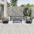thumbnail image 1 of ALAULM Aluminum Patio Furniture Set 5-Seat Modern Outdoor Conversation Sets w/Swivel Rocking Chairs with Rectangular Coffee Table, Grey, 1 of 9