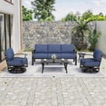thumbnail image 1 of ALAULM Aluminum Patio Furniture Set 5-Seat Modern Outdoor Conversation Sets w/Swivel Rocking Chairs with Rectangular Coffee Table, Navy Blue, 1 of 9