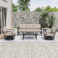 thumbnail image 1 of ALAULM Aluminum Patio Furniture Set 5-Seat Modern Outdoor Conversation Sets w/Swivel Rocking Chairs with Rectangular Coffee Table, Sand, 1 of 9