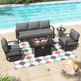 thumbnail image 1 of ALAULM Aluminum Outdoor Patio Furniture Set with Propane Firepit Table, 5-Seat Sectional Sofas, Grey, 1 of 6
