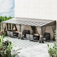 thumbnail image 1 of ALAULM Gazebo Hardtop Lean-to Wall Mount Pergola with Curtains and Netting Sand 10' x 24', 1 of 6