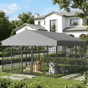 ALAULM Large Outdoor Dog Kennel,10x10FT Heavy-Duty Modular Dog Cage with Roof Dog Pens Outside with Double Doors & Weatherproof Cover Dog Enclosure for Patio,Garden