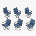 thumbnail image 1 of ALAULM Outdoor Dining Chairs Set of 6, Metal Frame Swivel Rocking Patio Chairs with 3.2" Cushion & Removable Covers for Patio, Backyard, Garden,Kitchen-Navy Blue, 1 of 6