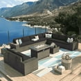 thumbnail image 1 of ALAULM Patio Conversation Set, 13 Piece Weave Rattan Outdoor Conversation Sets with Gas Fire Pit Table, Black, 1 of 6