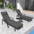 thumbnail image 1 of ALAULM Patio Chaise Lounge Sets Outdoor Armchair Recliner Rattan Adjustable Back 3 Pieces Cushioned Patio Folding Chaise Lounge with Folding Table, 1 of 8