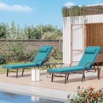 ALAULM Patio Chaise Lounge Sets Outdoor Armchair Recliner Rattan Adjustable Back 3 Pieces Cushioned Patio Folding Chaise Lounge with Folding Table