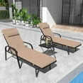 thumbnail image 1 of ALAULM Patio Chaise Lounge Sets Outdoor Armchair Recliner Rattan Adjustable Back 3 Pieces Cushioned Patio Folding Chaise Lounge with Folding Table, 1 of 8