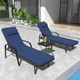 thumbnail image 1 of ALAULM Patio Chaise Lounge Sets Outdoor Armchair Recliner Rattan Adjustable Back 3 Pieces Cushioned Patio Folding Chaise Lounge with Folding Table, 1 of 8