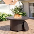thumbnail image 1 of ALAULM Round Gas Fire Pit Table 48in, 40000 BTU Outdoor Propane Fire Pit with Round Metal Tabletop, Adjustable Flame,Windshield & CSA Certification for Outside Patio & Garden, 1 of 7