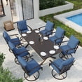 thumbnail image 1 of ALAULM Set of 8 Metal Swivel Rocking Patio Chairs, 360° Rotate & 15° Recline, Heavy-Duty Metal Frame Outdoor Dining Chairs with 3.2" cushion & Removable Covers (Navy Blue), 1 of 9