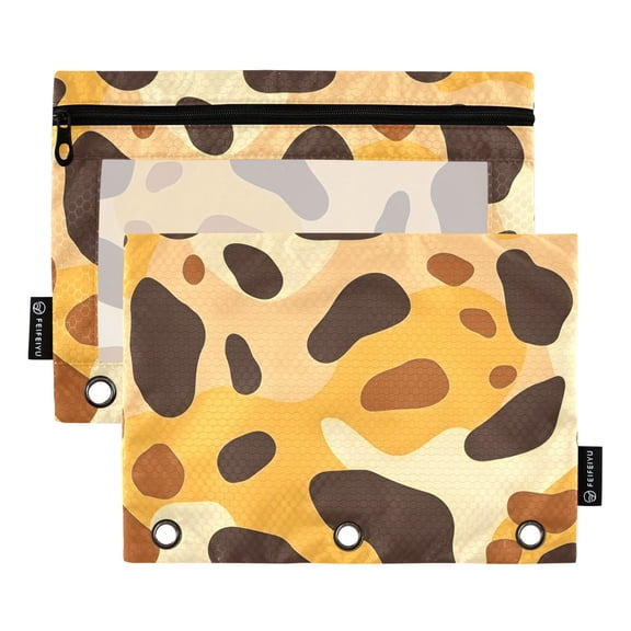 ALAZA 2 Pack Pencil Pouch Art Leopard Pattern Pencil Case for 3 Ring Binder Clear Window Pencil Bag Organizers