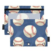 ALAZA 2 Pack Pencil Pouch Baseball Blue Pencil Case for 3 Ring Binder Clear Window Pencil Bag Organizers