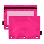 ALAZA 2 Pack Pencil Pouch Deep Pink Pencil Case for 3 Ring Binder Clear Window Pencil Bag Organizers
