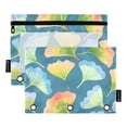 thumbnail image 1 of ALAZA 2 Pack Pencil Pouch Ginkgo Biloba Leaves Pencil Case for 3 Ring Binder Clear Window Pencil Bag Organizers, 1 of 6