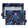 thumbnail image 1 of ALAZA 2 Pack Pencil Pouch Octopus Magic Pencil Case for 3 Ring Binder Clear Window Pencil Bag Organizers, 1 of 6