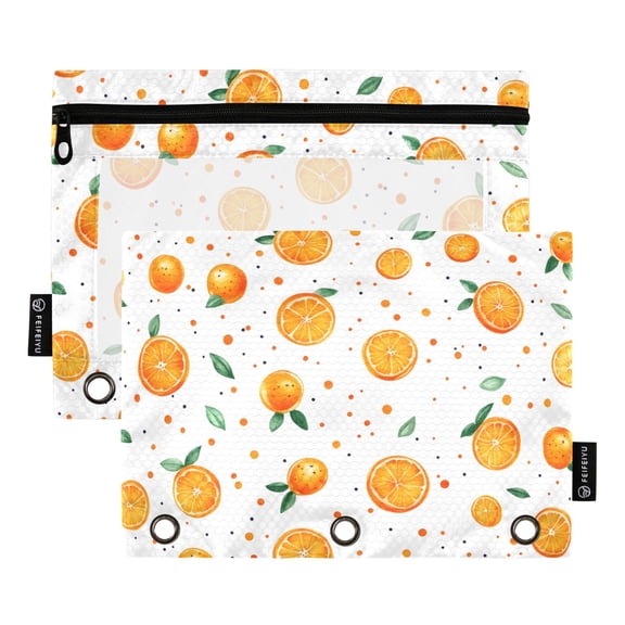 ALAZA 2 Pack Pencil Pouch Polka Dot Orange Pencil Case for 3 Ring Binder Clear Window Pencil Bag Organizers